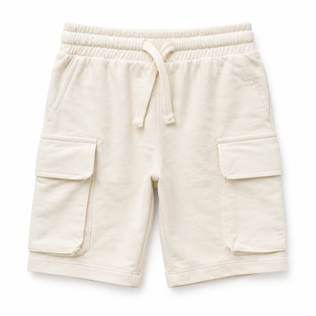 Kids cream cargo shorts with drawstring - Item 26991524