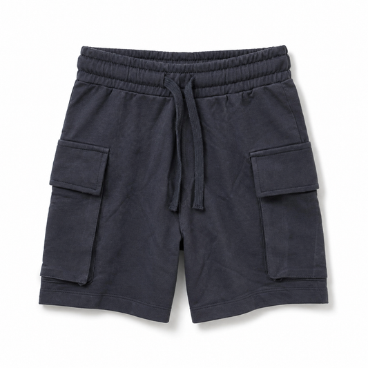 Kids dark gray cargo shorts with drawstring - Item 26991524