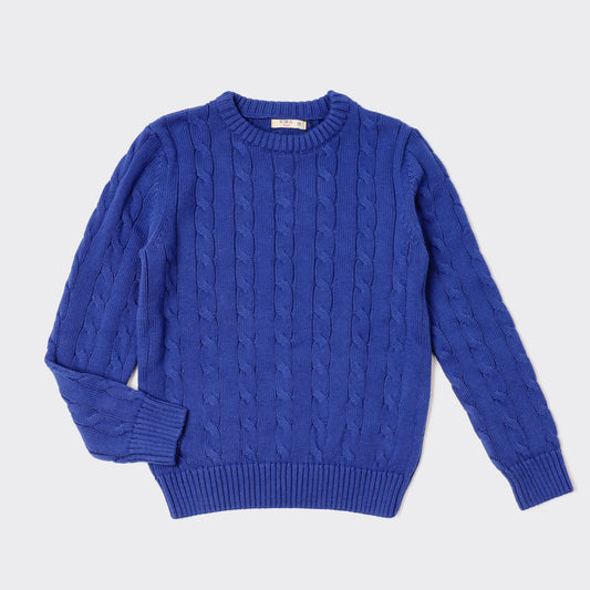 Boys Crew Neck Cable Knit Sweater