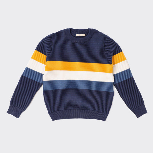 Boys Striped Crew Neck Sweater