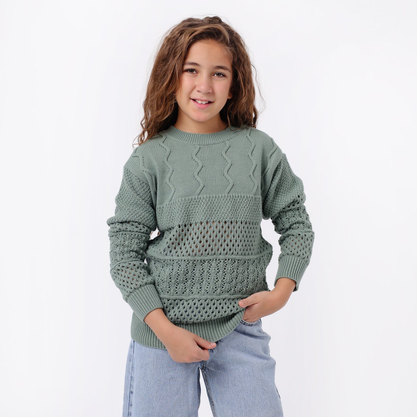 Girls Crew Neck Knit Sweater