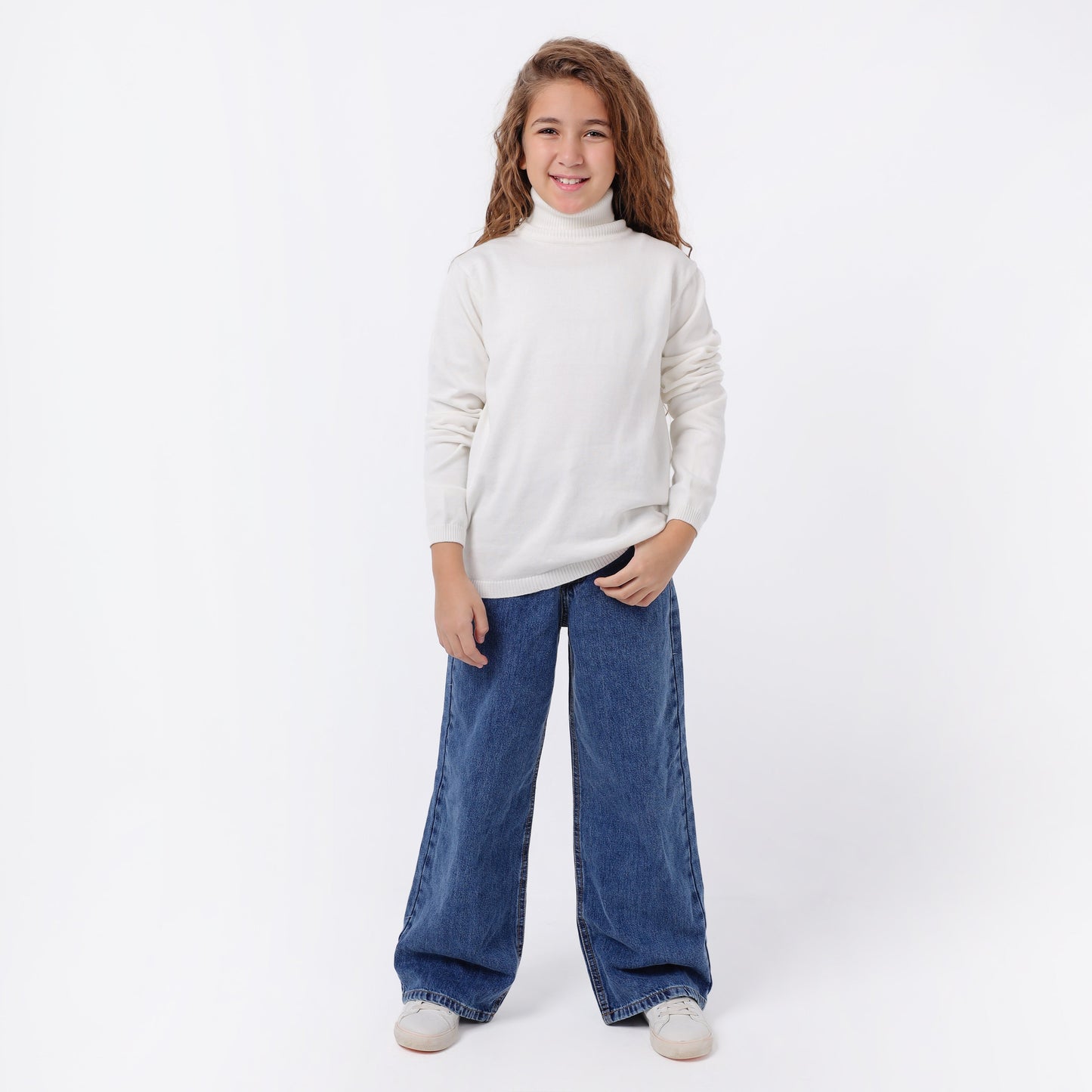 Girls High Neck Knit Sweater