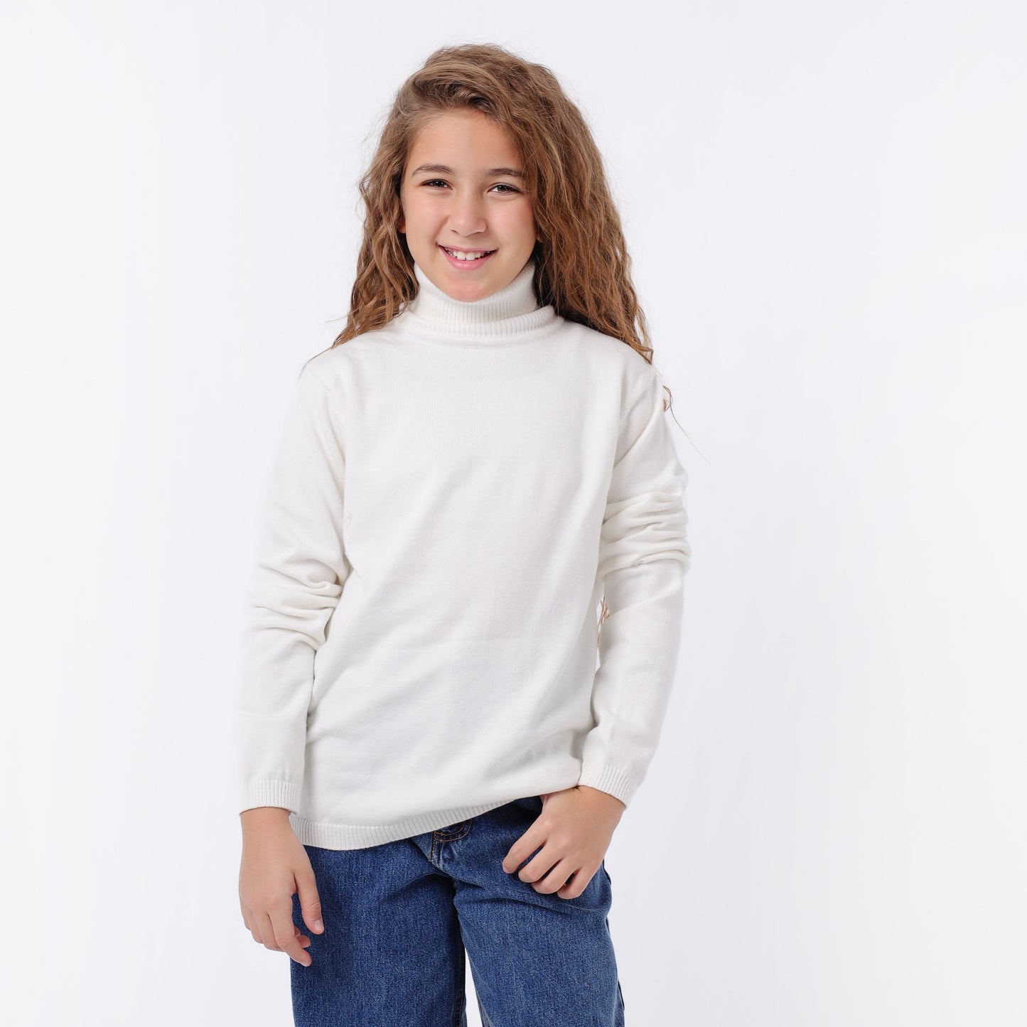 Girls High Neck Knit Sweater