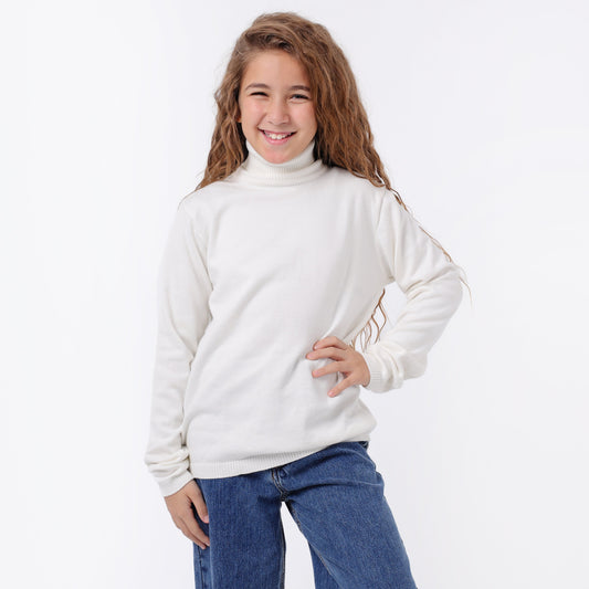 Girls High Neck Knit Sweater