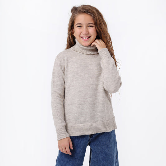 Girls High Neck Knit Sweater