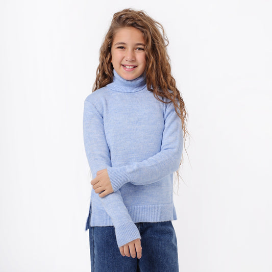 Girls High Neck Knit Sweater