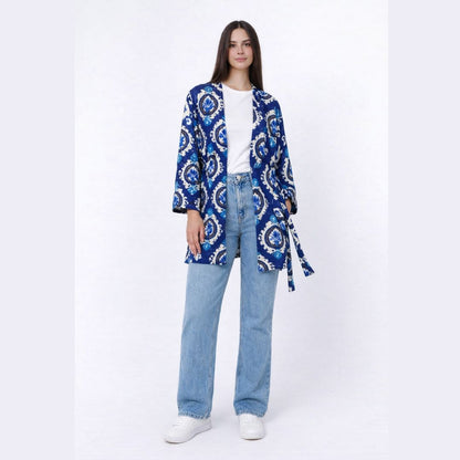 Women's Printed Kimono Cardigan with Belt