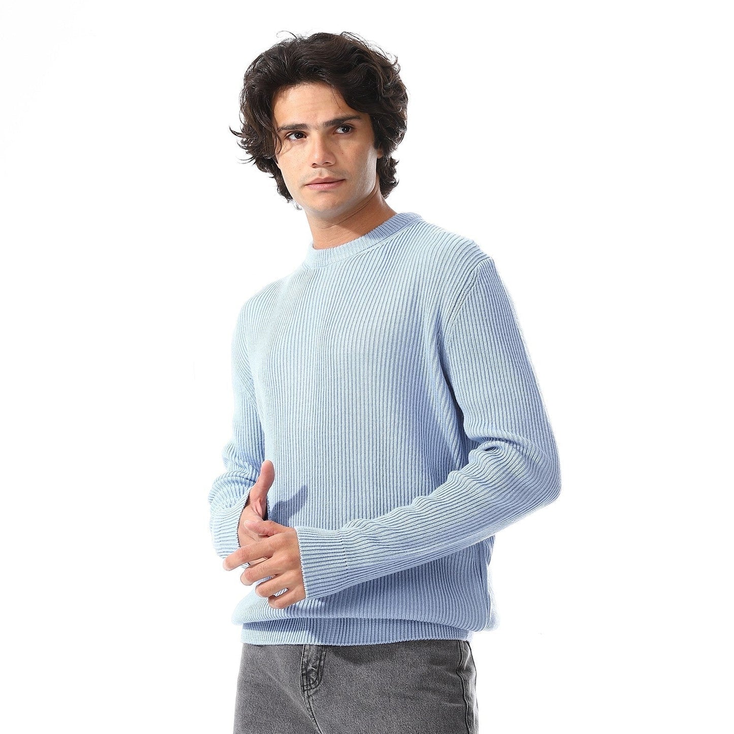 Mens Crewneck Cable Knit Sweater