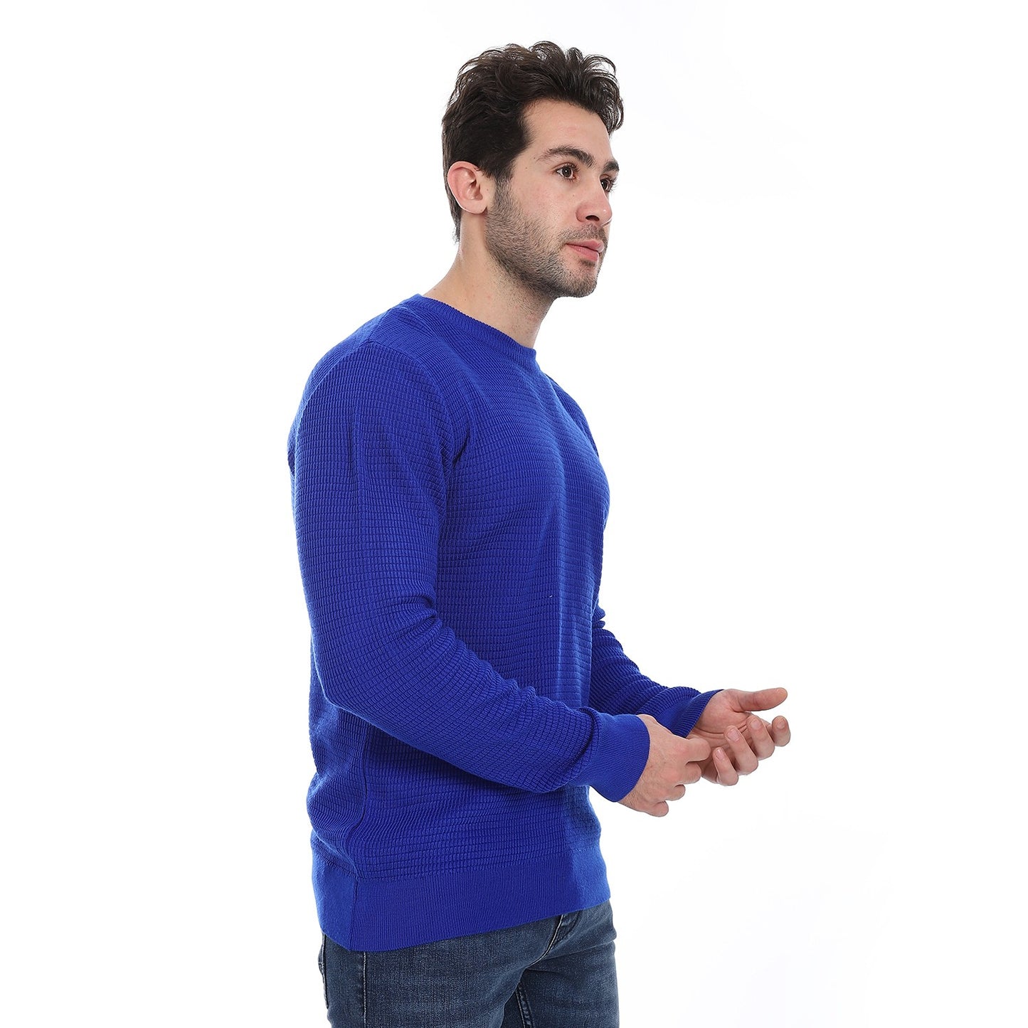 سُترة رجالية ذات ياقة دائرية بسيطة