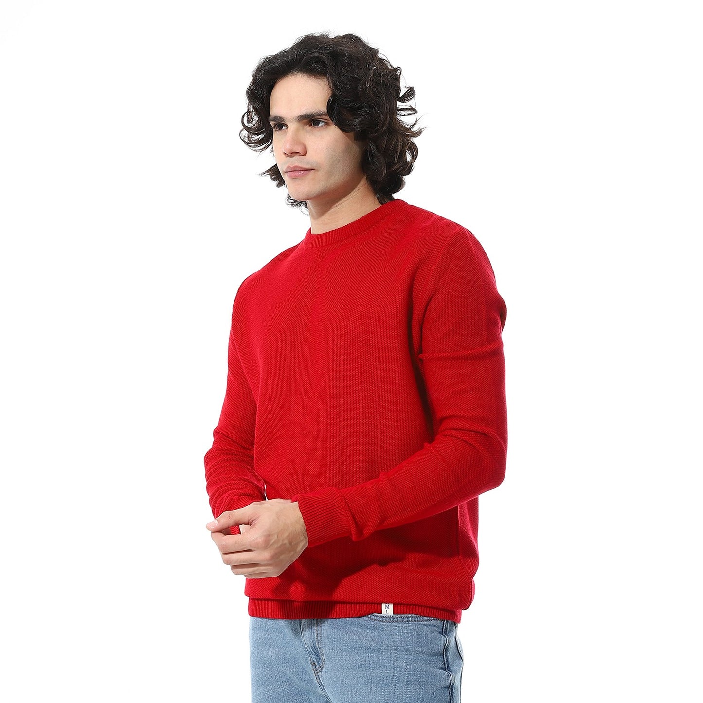 سُترة رجالية ذات ياقة دائرية بسيطة
