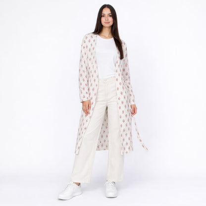 Women's Printed Kimono Cardigan with Belt