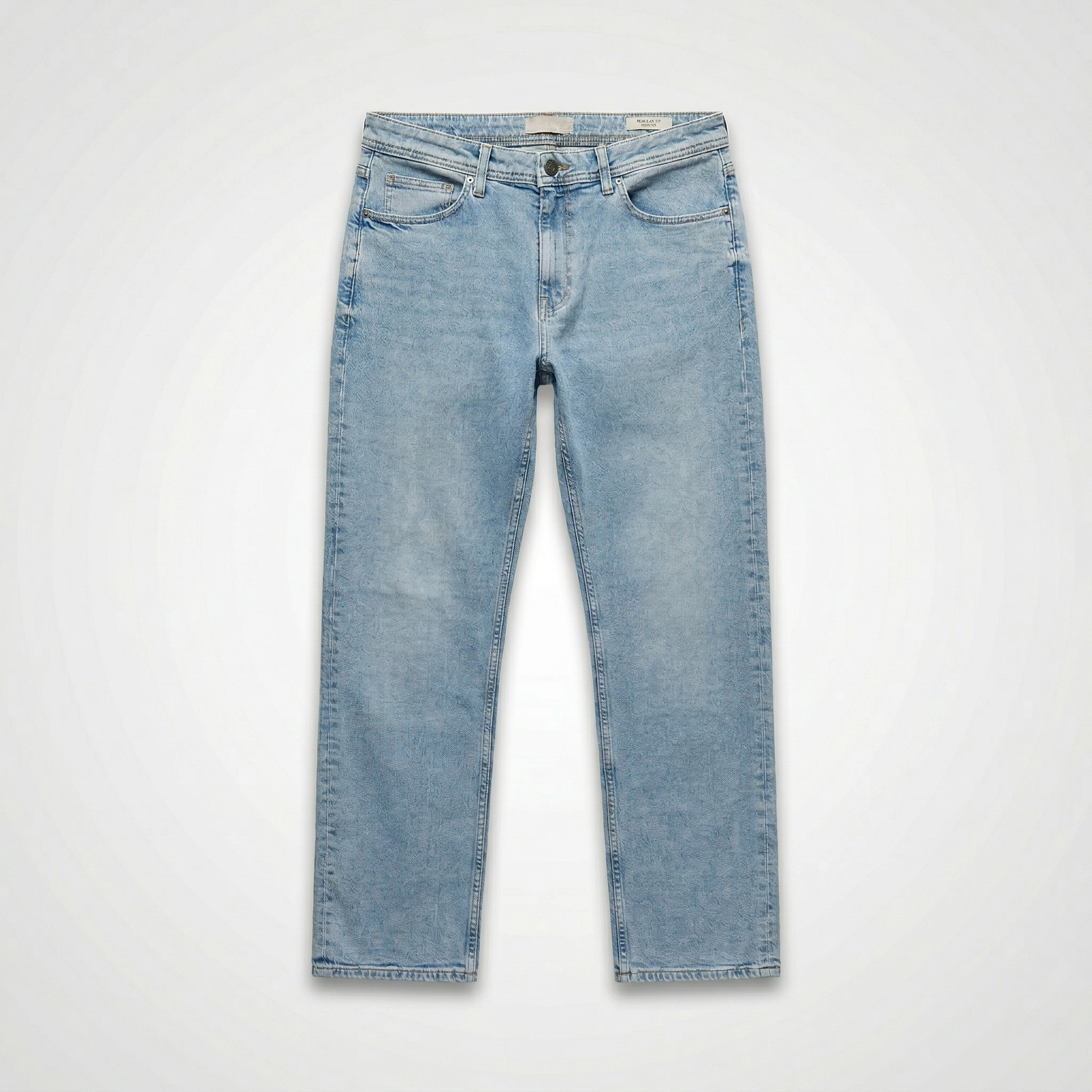 mens straight fit denim jeans classic casual pants front view