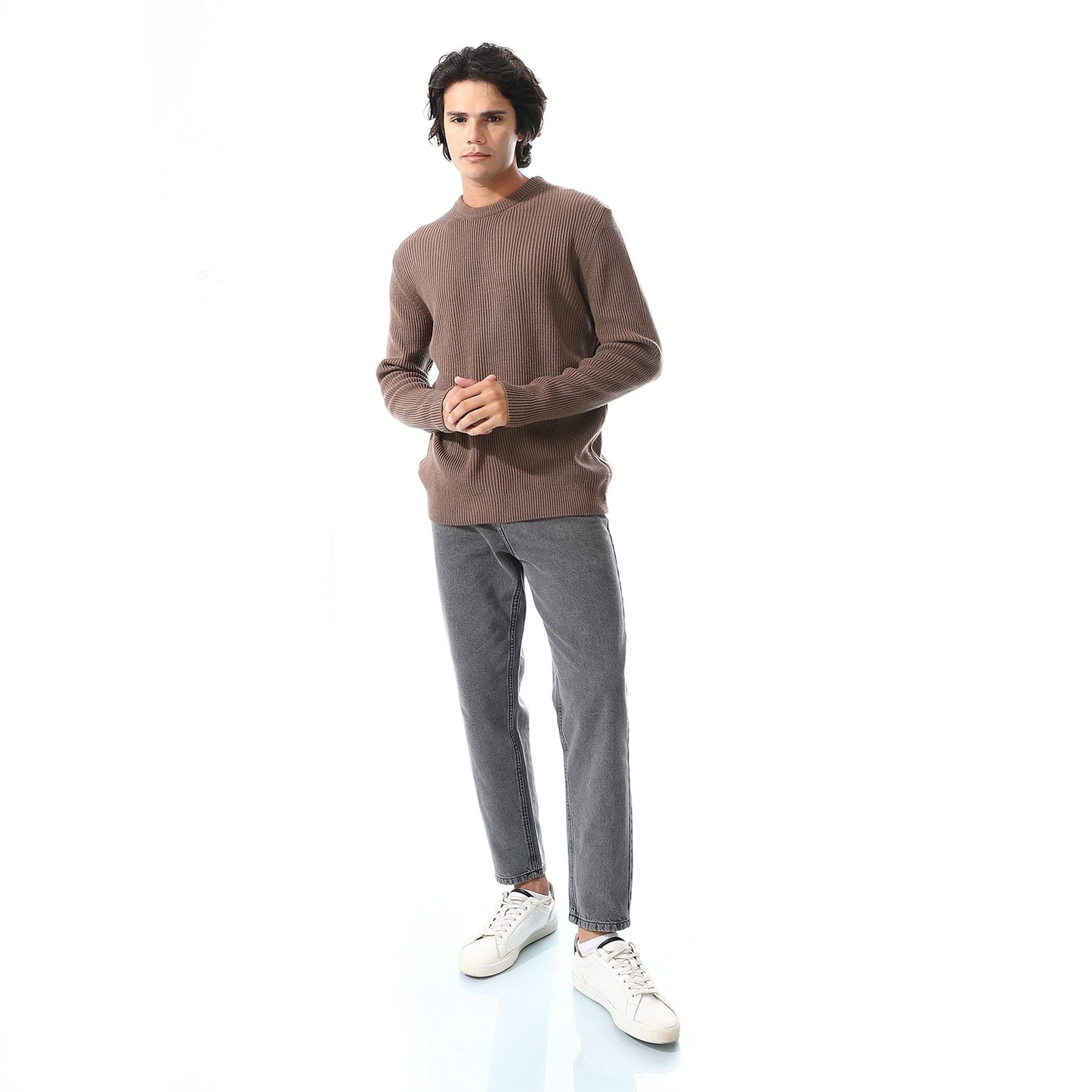 Mens Crewneck Cable Knit Sweater