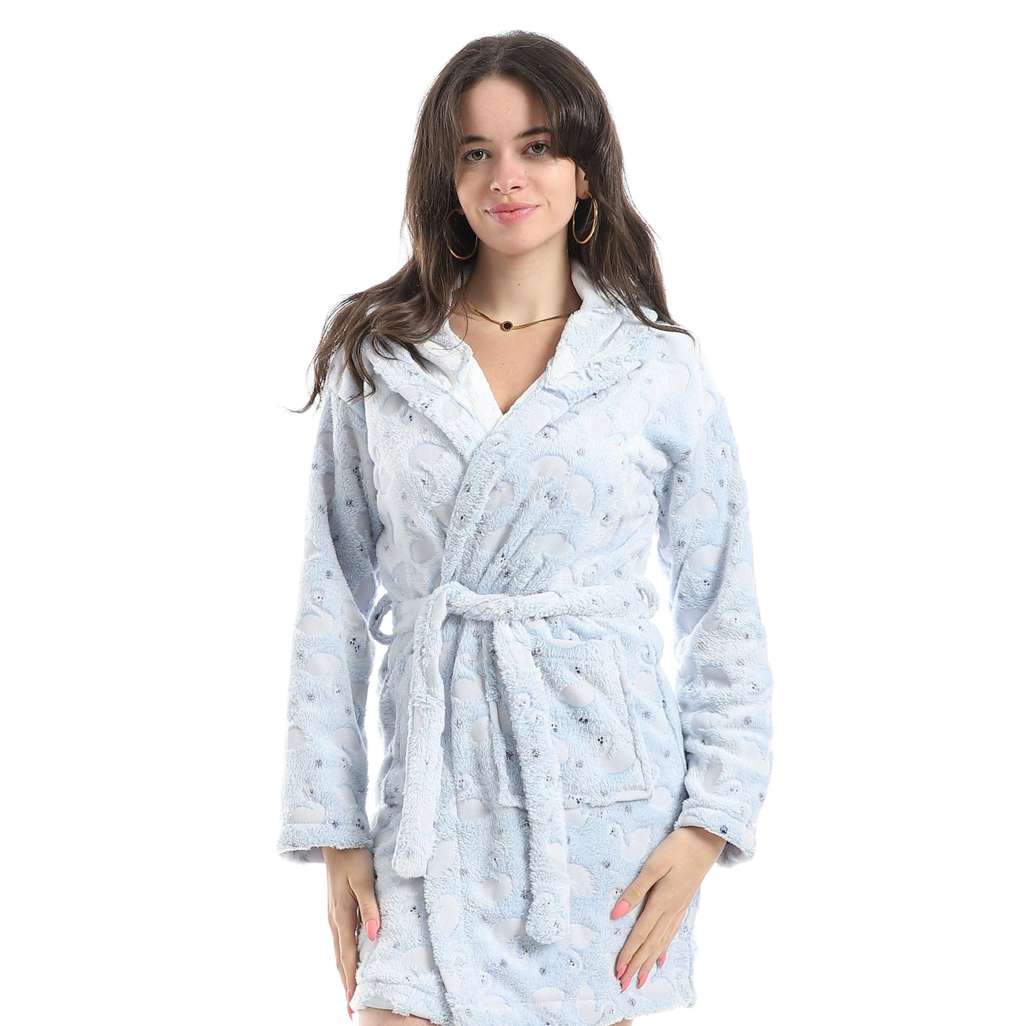 Women's Short Polar Hooded Sleeping gown