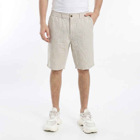 Men wearing linen shorts with relaxed fit and lightweight breathable fabric