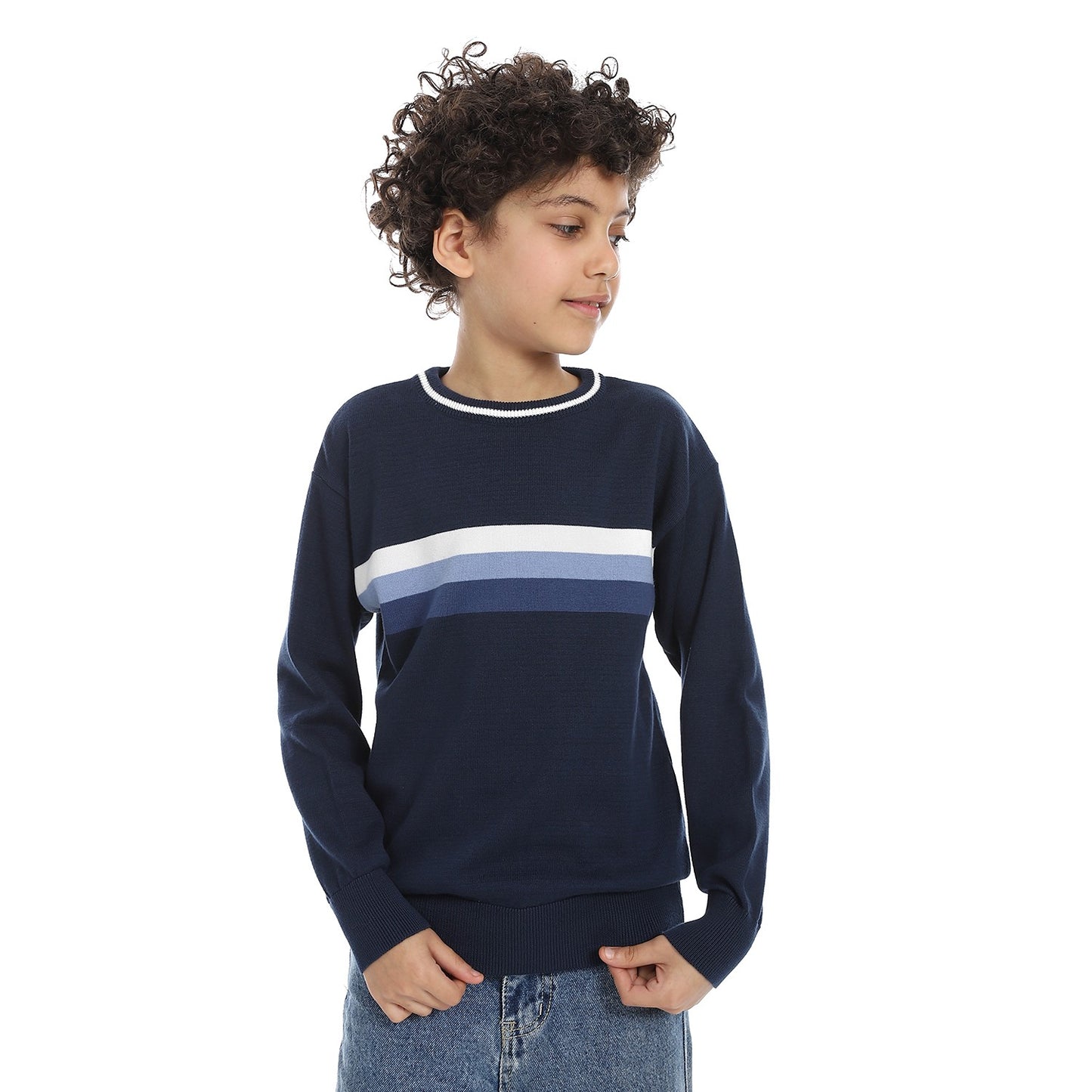 Boys Striped Crew Neck Pullover
