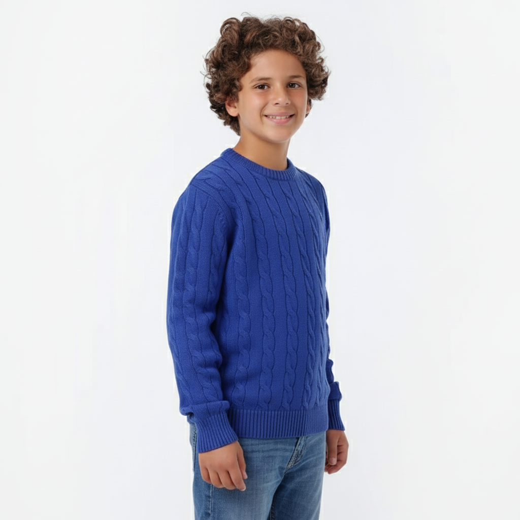Boys Crew Neck Cable Knit Sweater