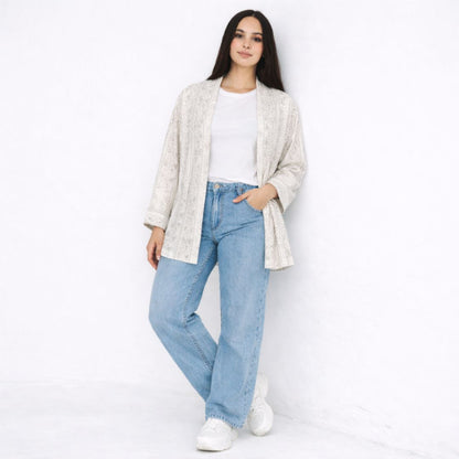 Women's Printed Kimono Cardigan with Belt