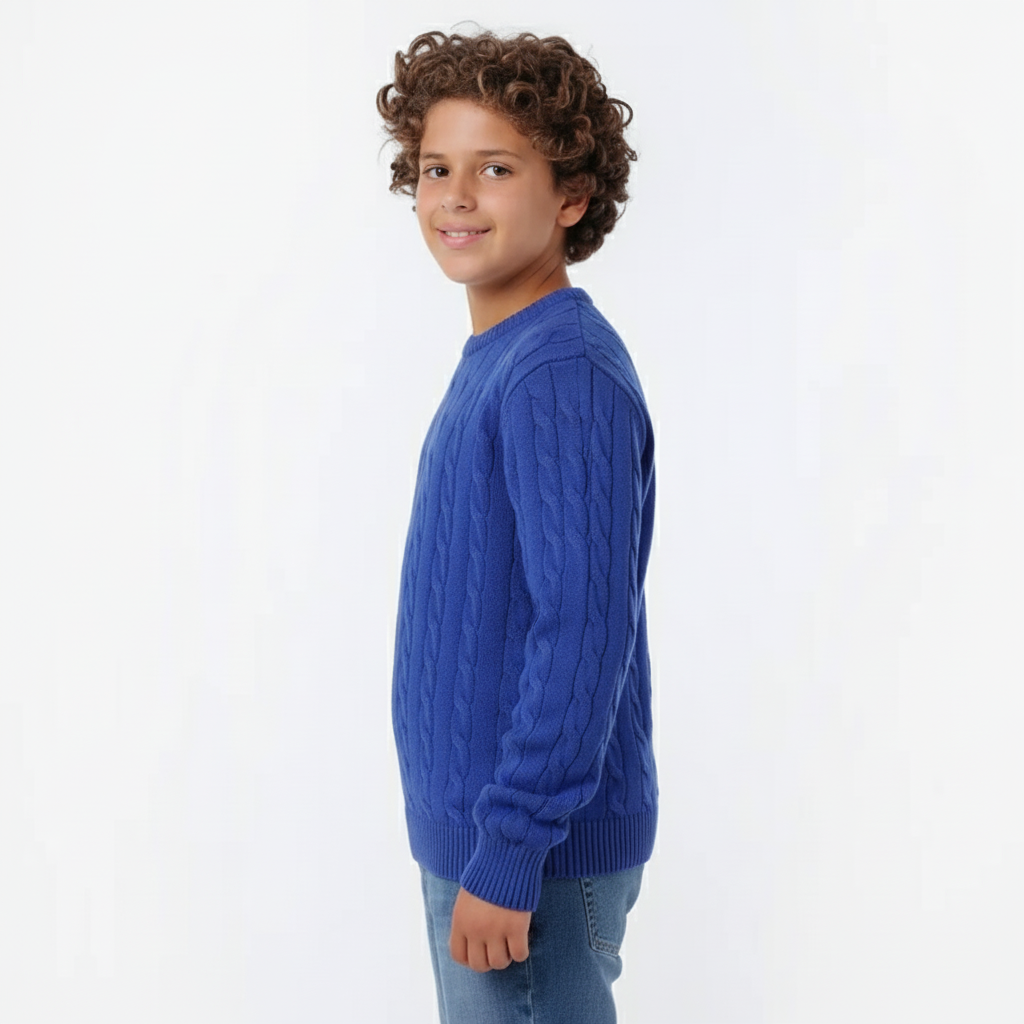 Boys Crew Neck Cable Knit Sweater