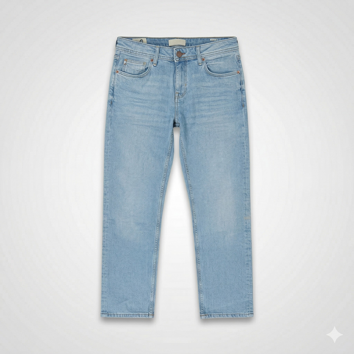 mens straight fit denim jeans casual everyday pants front view