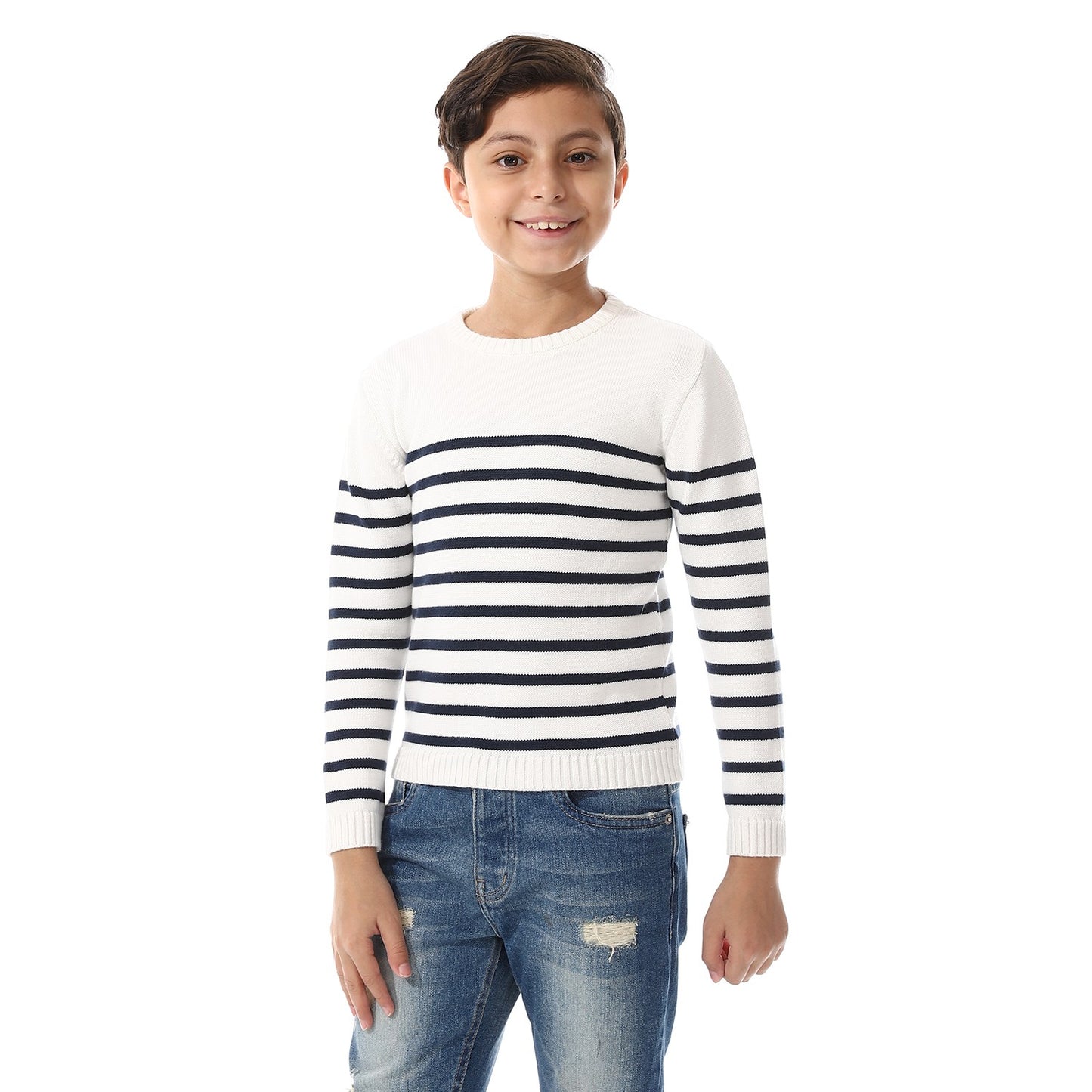 Boys Striped Crew Neck Pullover
