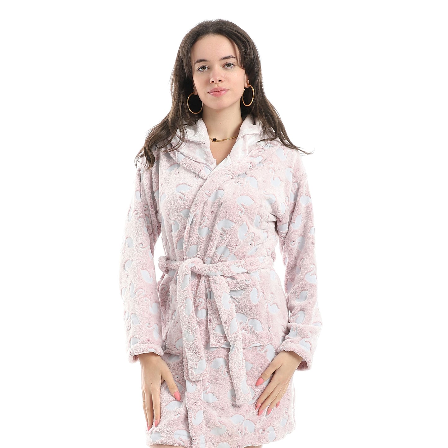 Women's Short Polar Hooded Sleeping gown