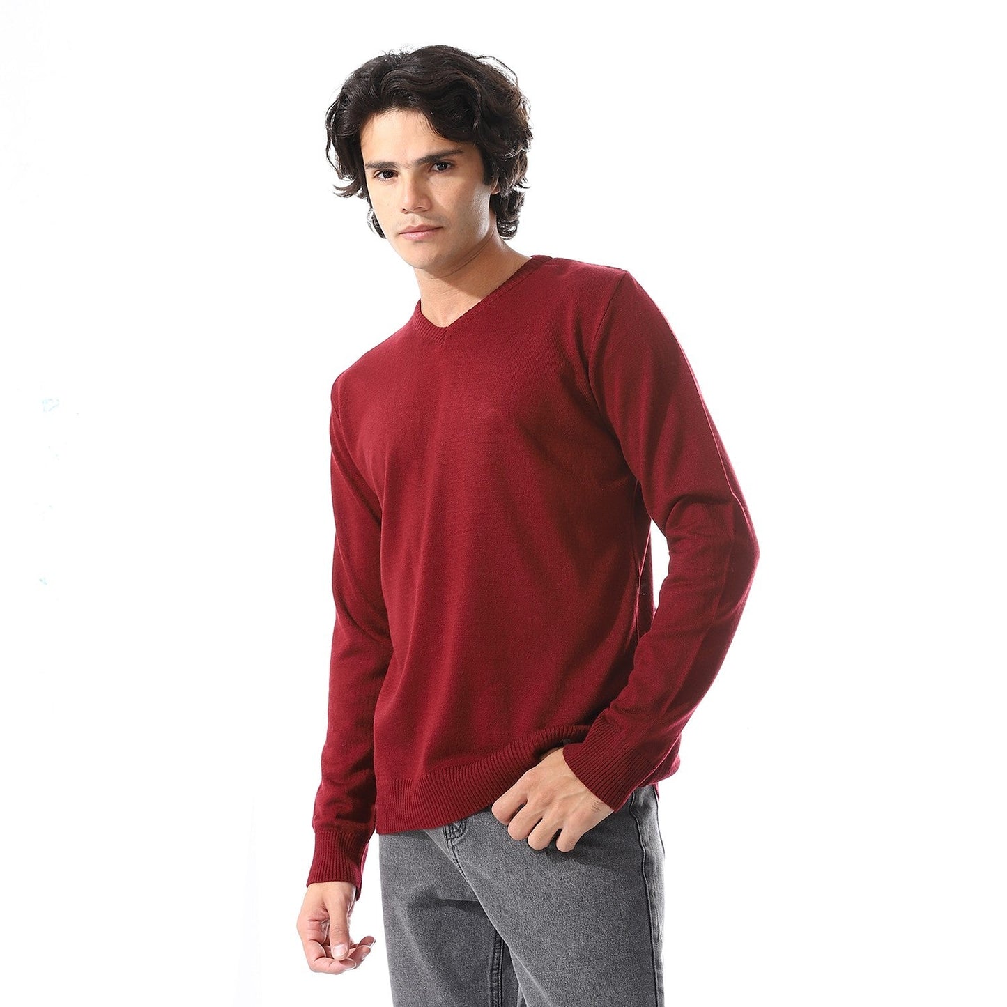 Mens V-Neck Plain Sweater