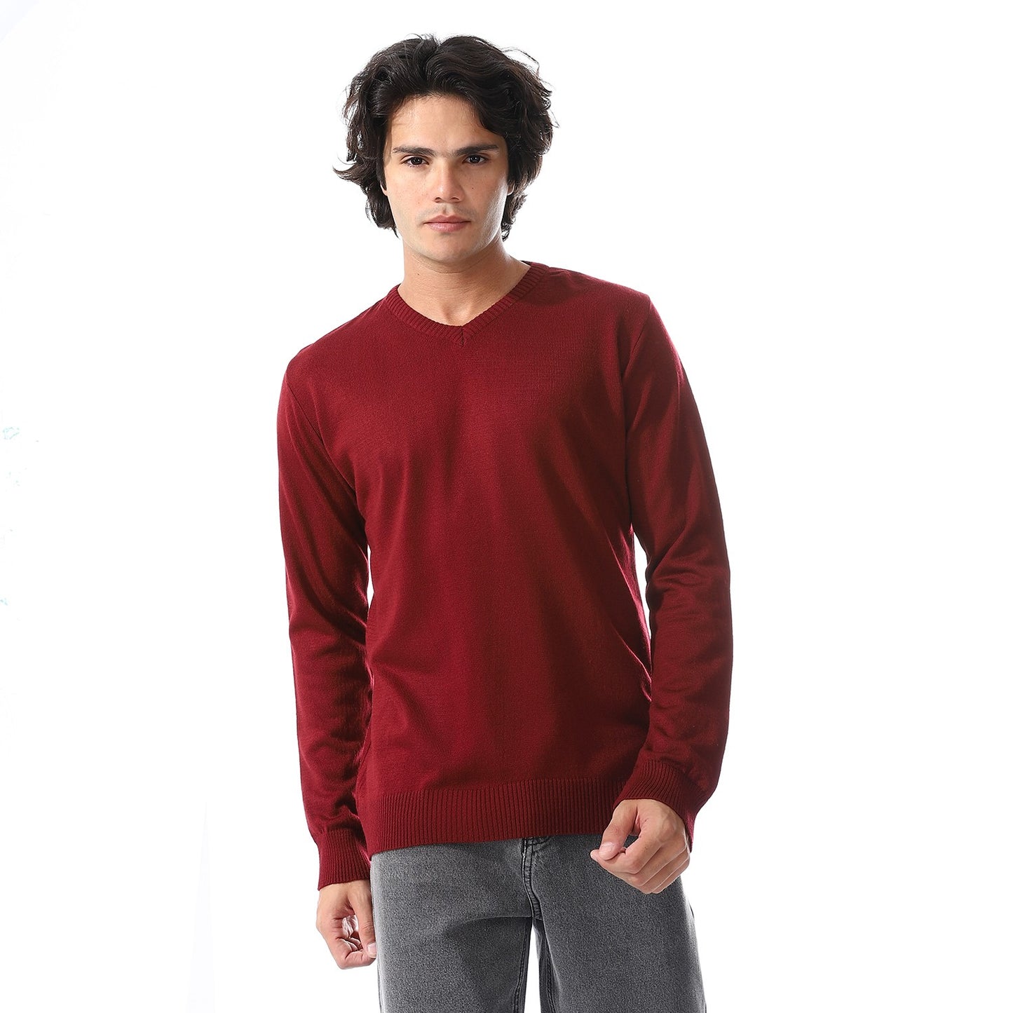Mens V-Neck Plain Sweater
