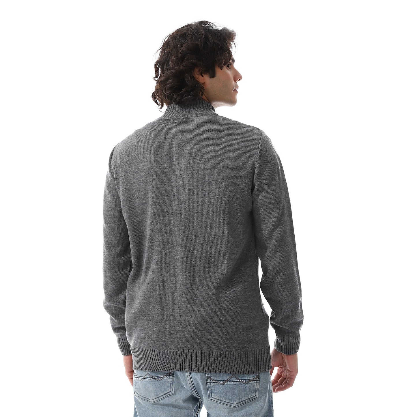 Men Zip-Up Wool Knit Cardigan