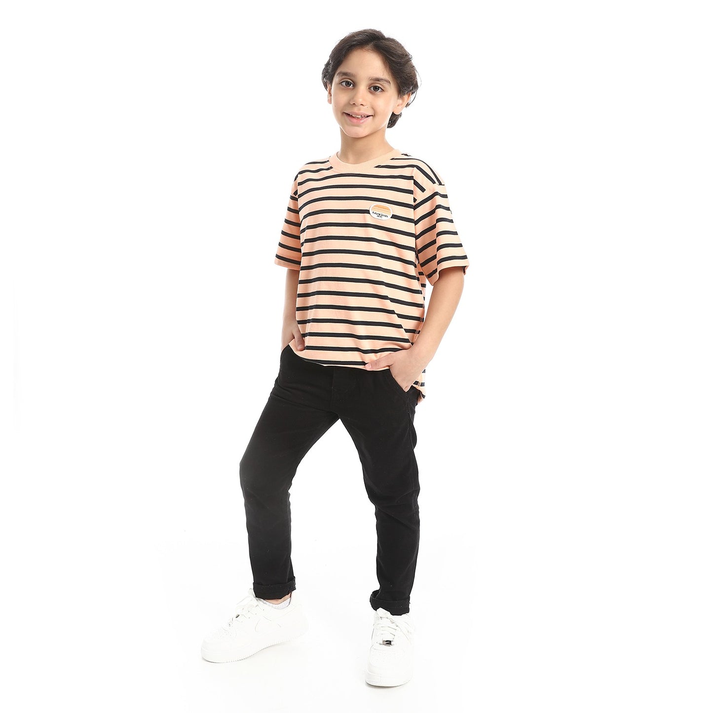 Boys Cotton Striped T-Shirt