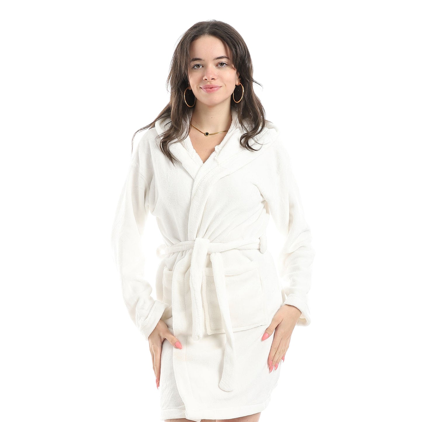 Women's Short Polar Hooded Sleeping gown