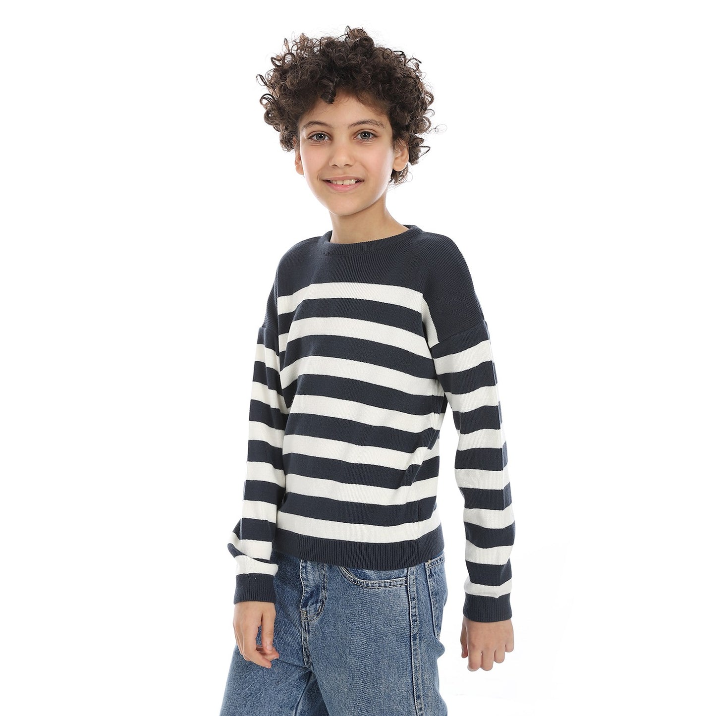 Boys Striped Crew Neck Pullover