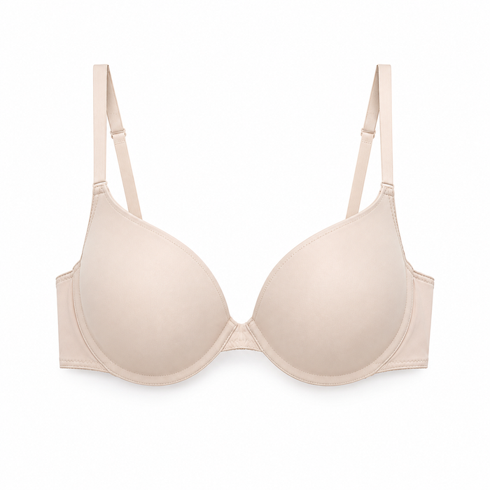 Beige bra on a white background