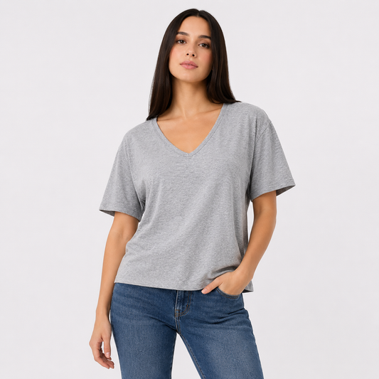 Women's Cotton V-Neck  Plain T-Shirt