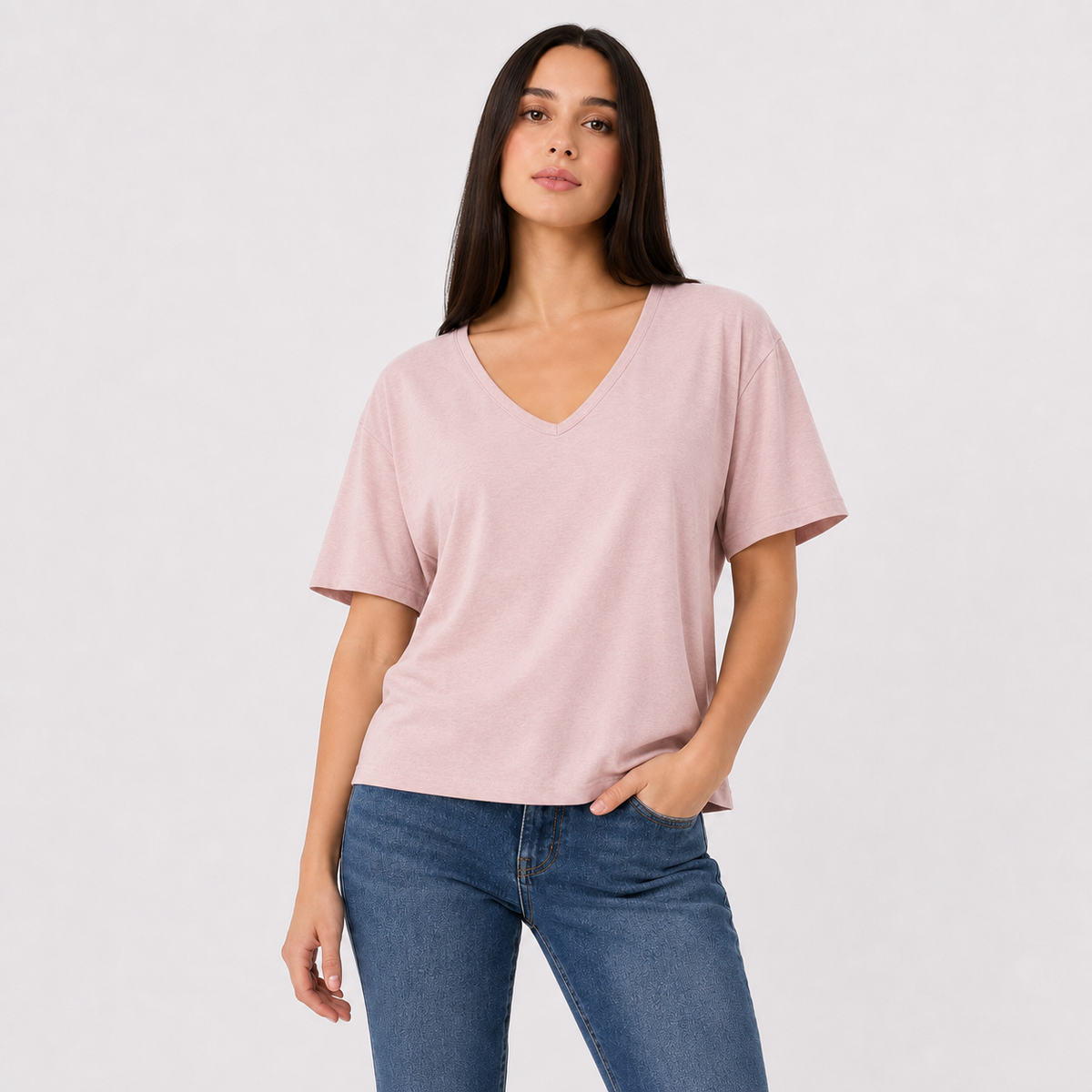 Women's Cotton V-Neck  Plain T-Shirt