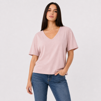 Women's Cotton V-Neck  Plain T-Shirt
