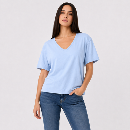 Women's Cotton V-Neck  Plain T-Shirt