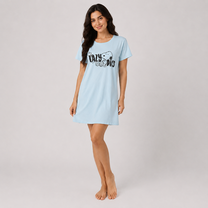 Women’s mint printed short sleeve sleeping dress - view 1