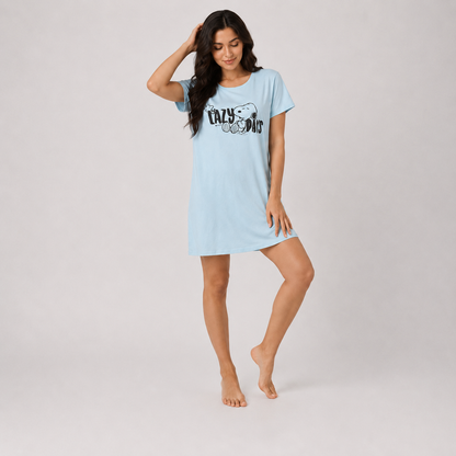 Women’s mint printed short sleeve sleeping dress - view 2