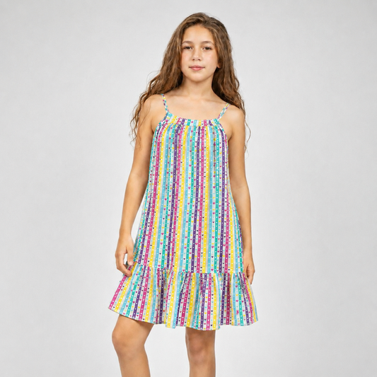 Girls Sleeveless Printed Dress