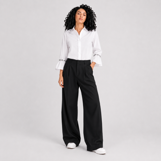 Women’s Classic Wide Leg Pants with Front Pleats