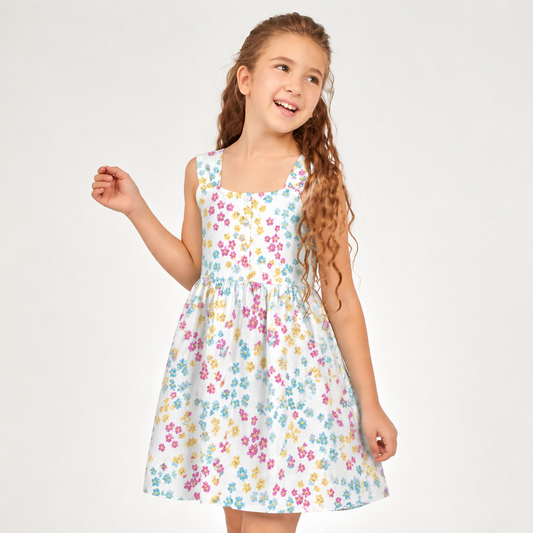 Girls Cotton Printed Dress