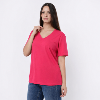 Women's Cotton V-Neck  Plain T-Shirt