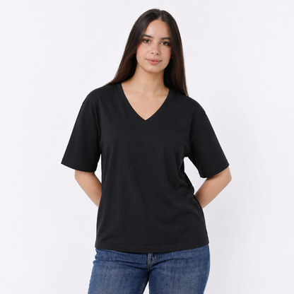 Women's Cotton V-Neck  Plain T-Shirt