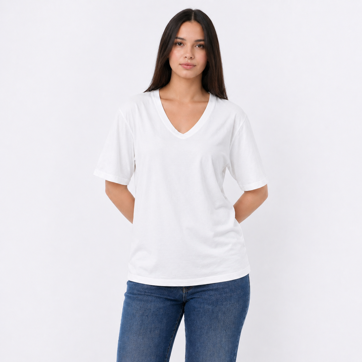Women's Cotton V-Neck  Plain T-Shirt