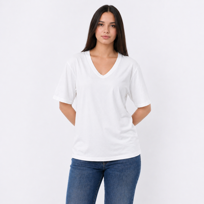 Women's Cotton V-Neck  Plain T-Shirt