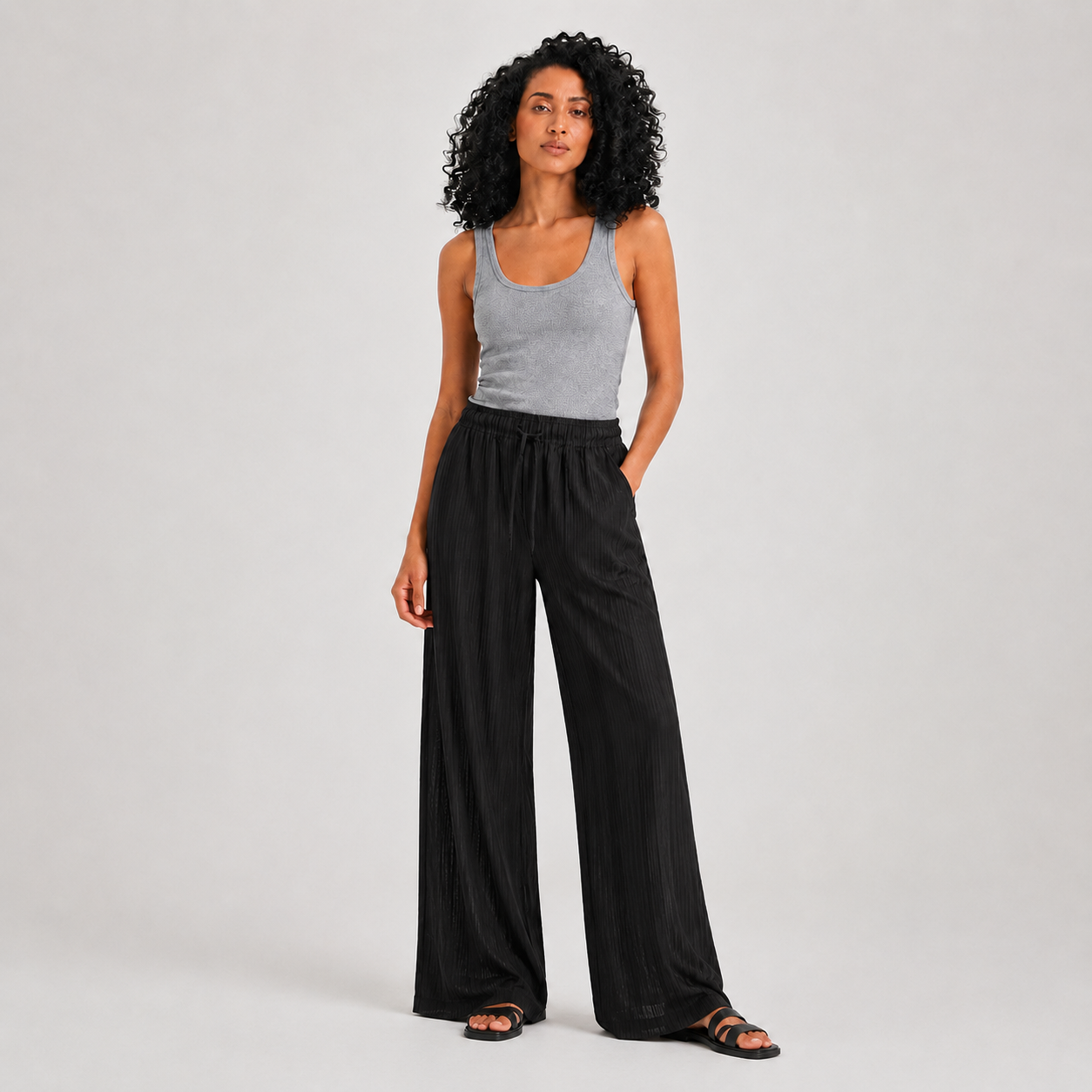Women’s Wide Leg Textured Pants