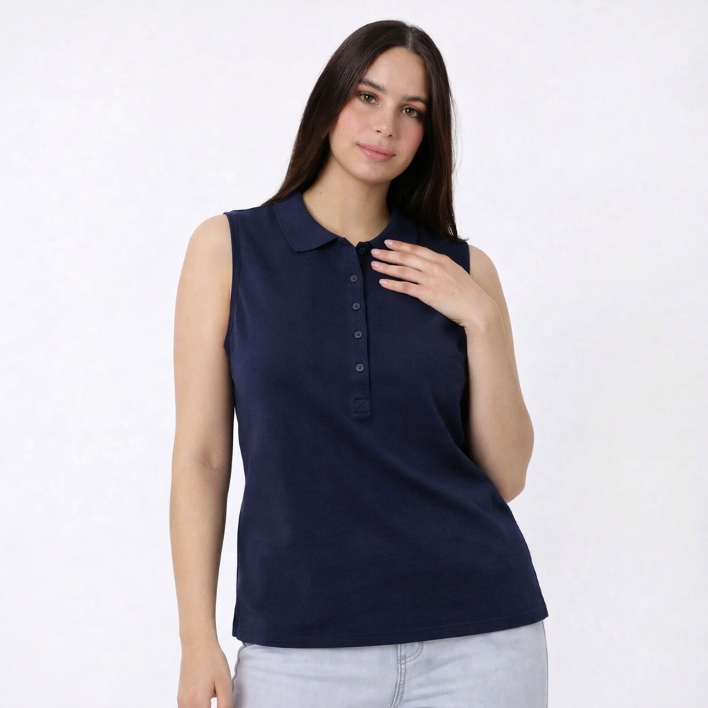 Women's Cotton Sleevless Polo