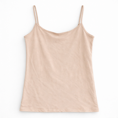 Coral camisole with thin straps on a white background