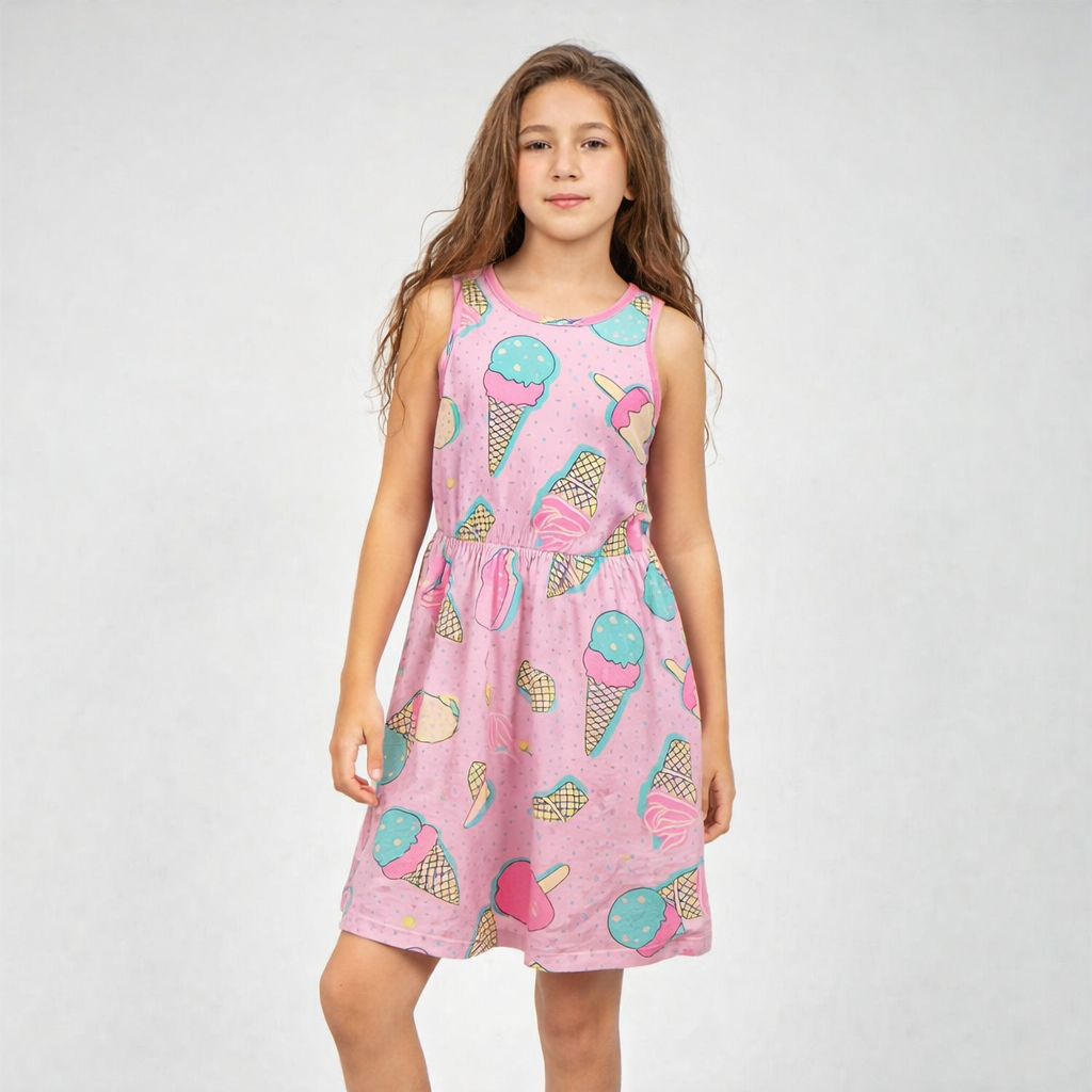 Girls Cotton Printed Dress